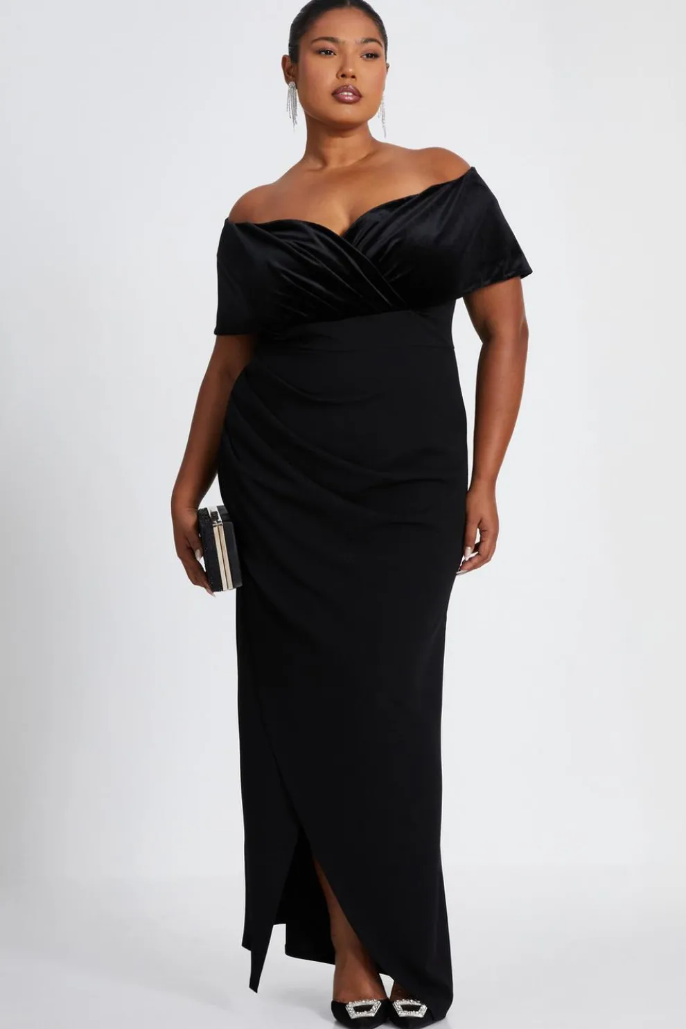 Curve Black Bardot Maxi Dress