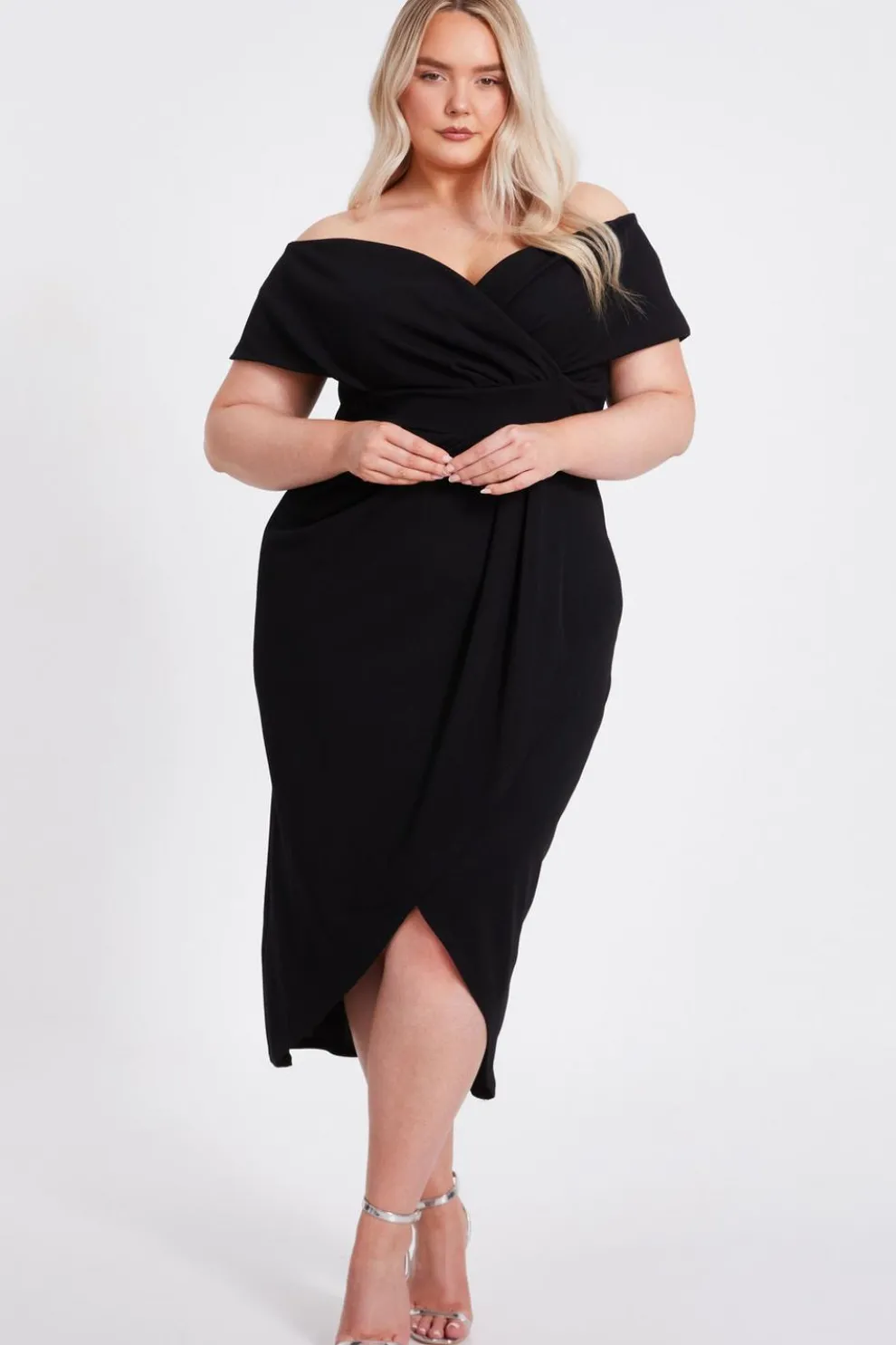Curve Black Bardot Midi Dress