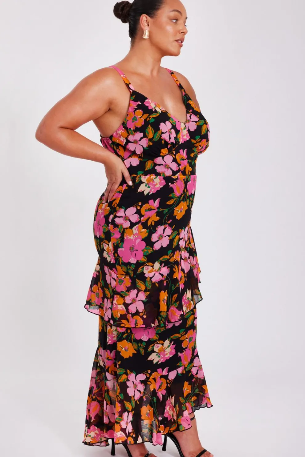 Curve Black Floral Midaxi Dress