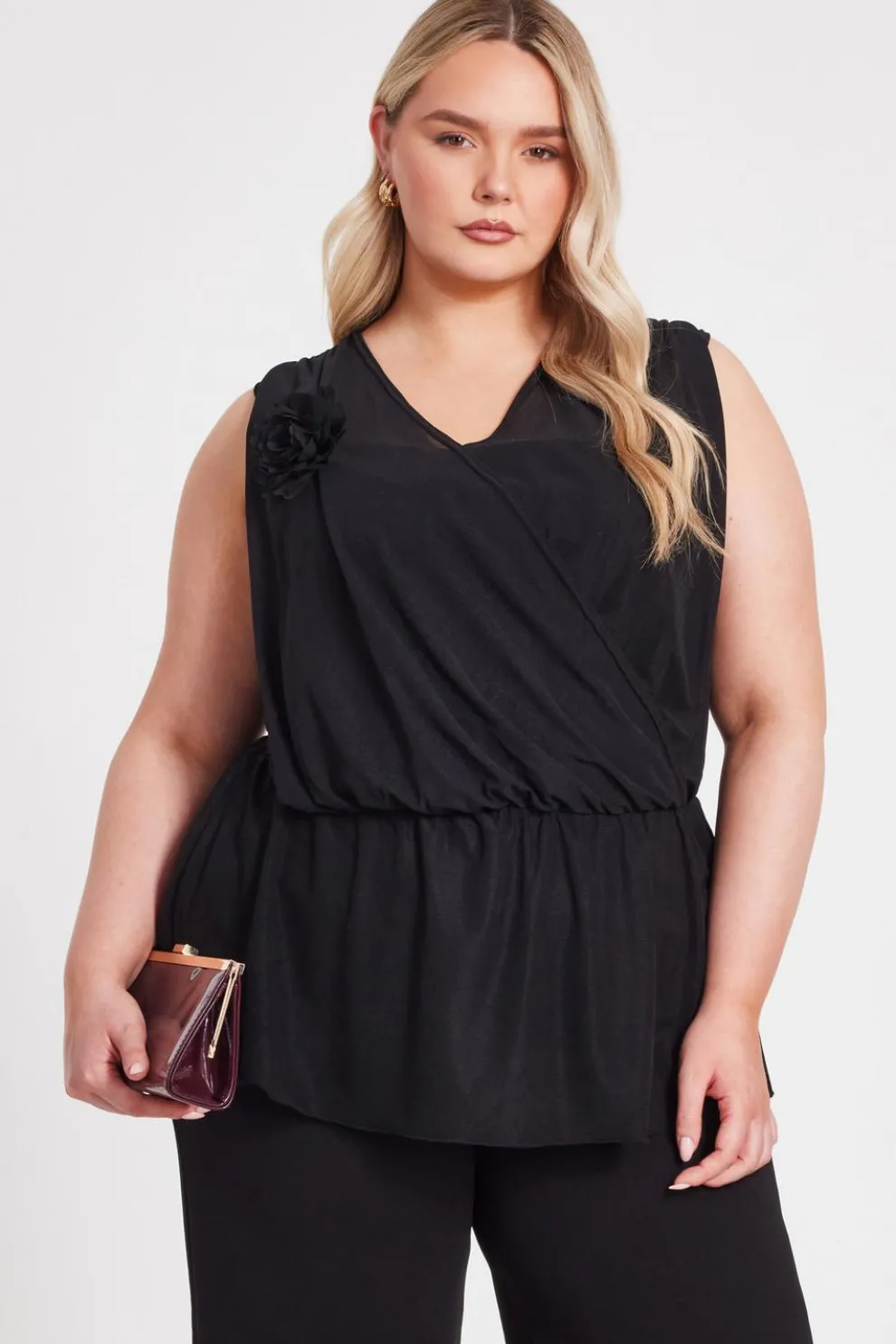 Curve Black Peplum Top