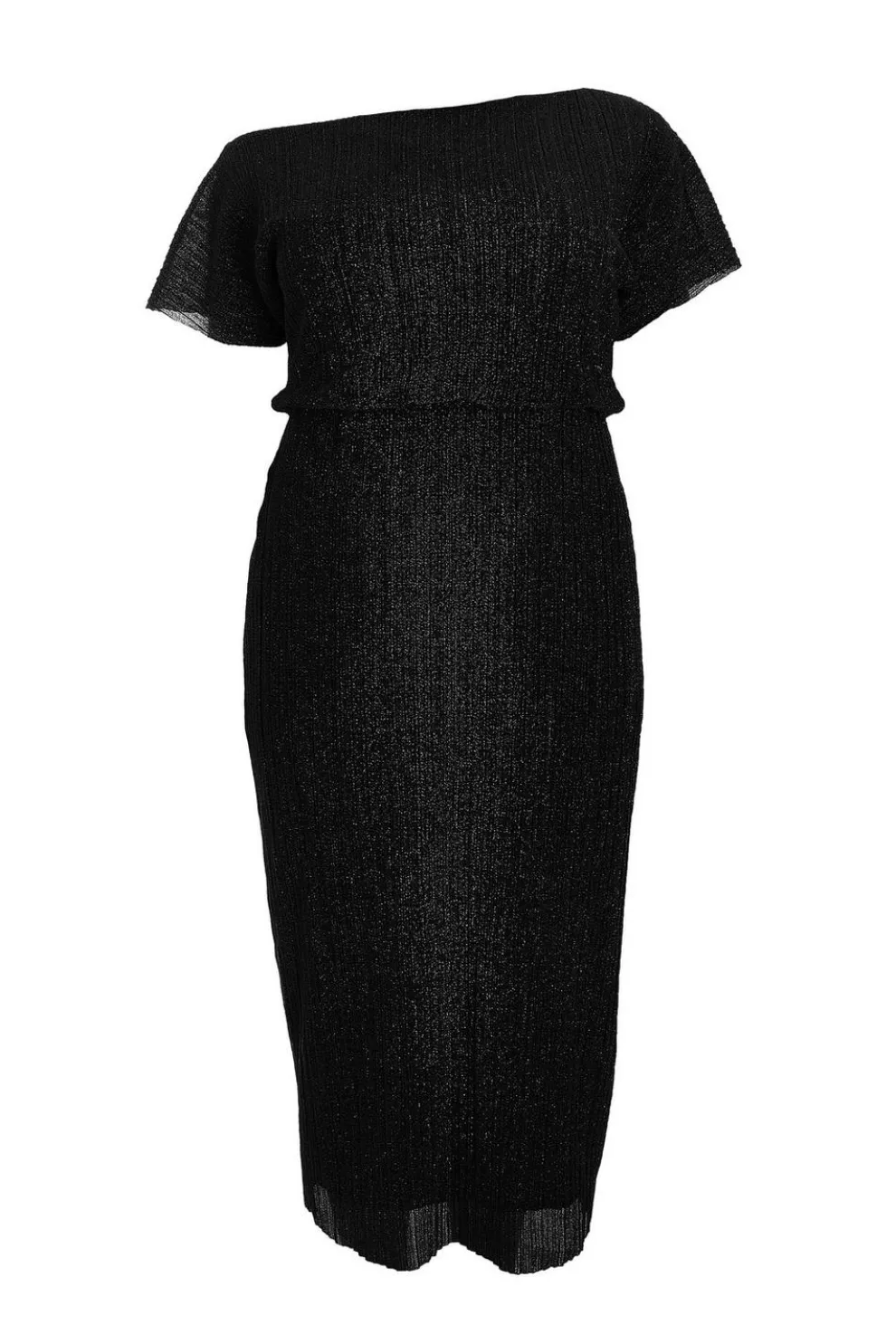 Curve Black Pleated Midi Dress