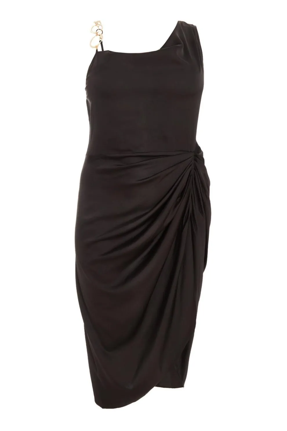 Curve Black Satin Midi Dress