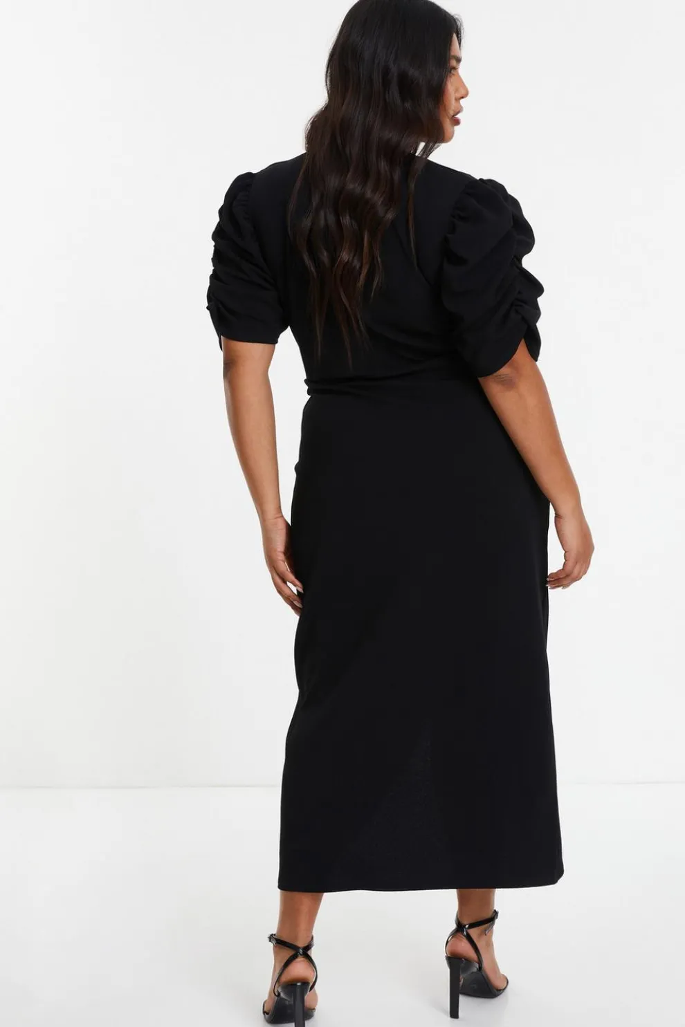 Curve Black Wrap Midi Dress