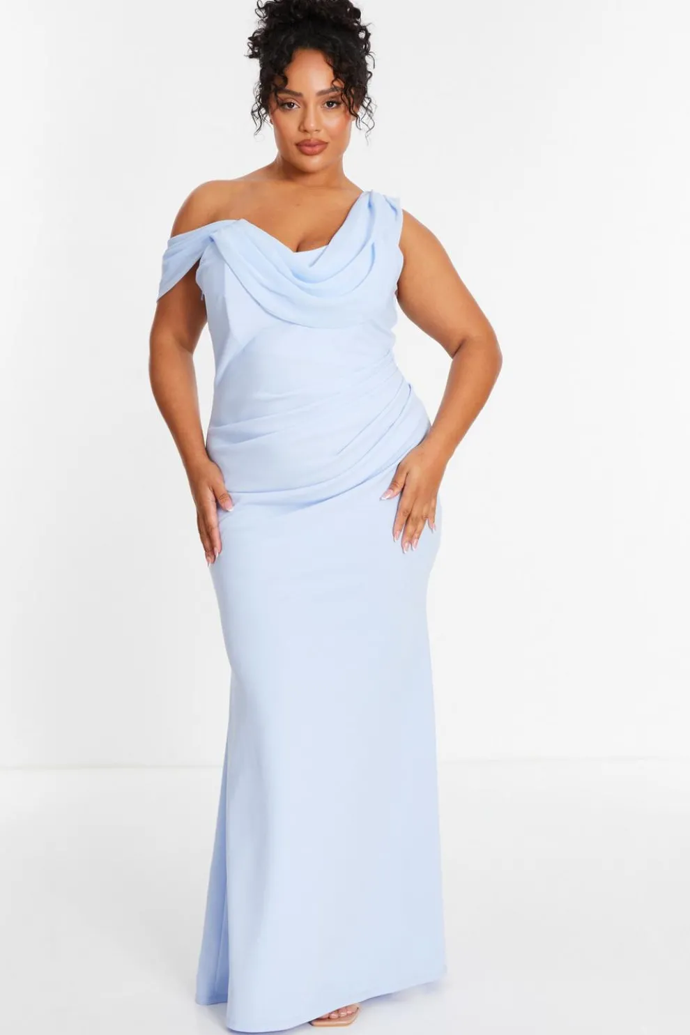 Curve Blue Cowl Neck Maxi Dress
