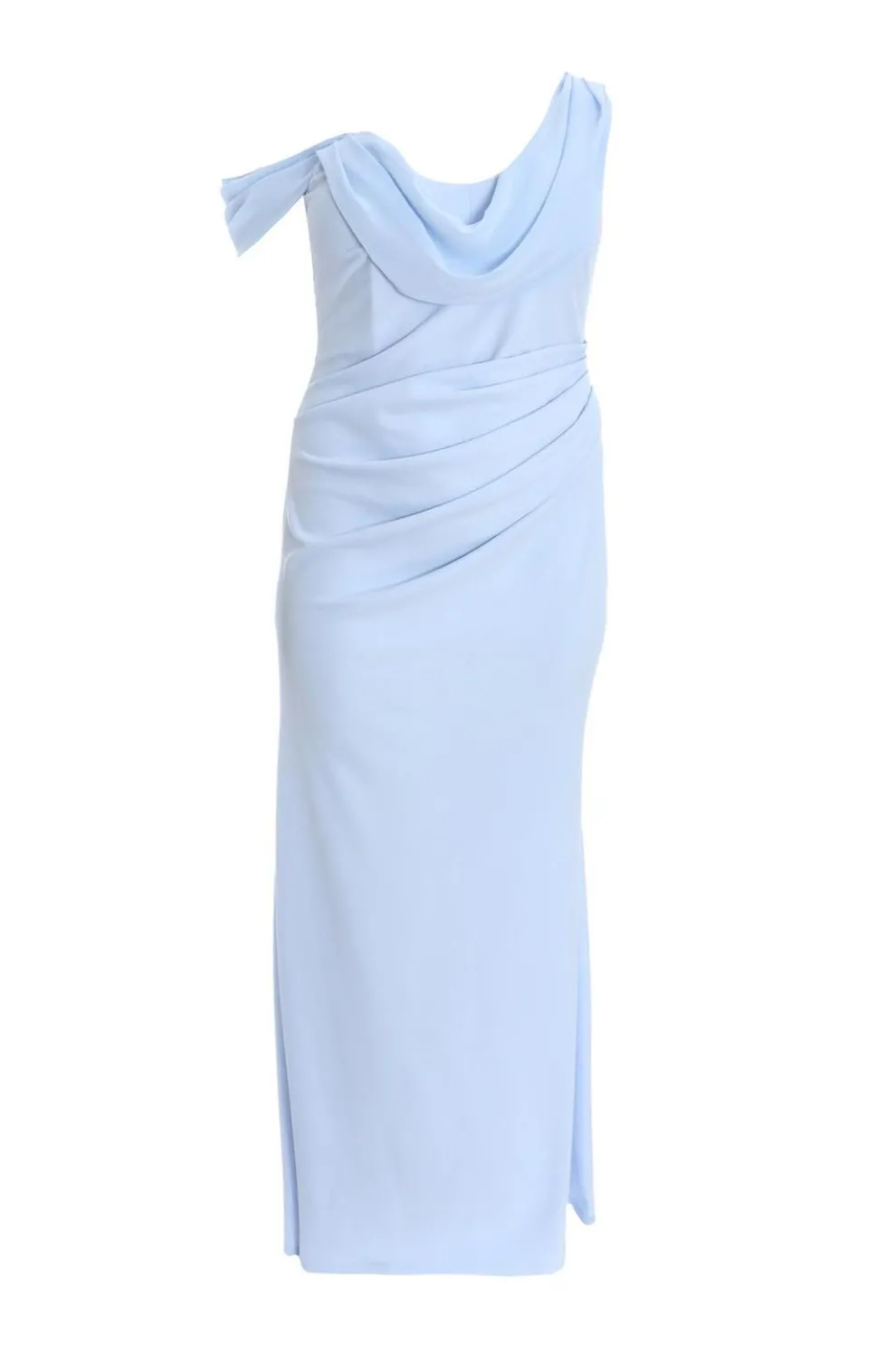Curve Blue Cowl Neck Maxi Dress