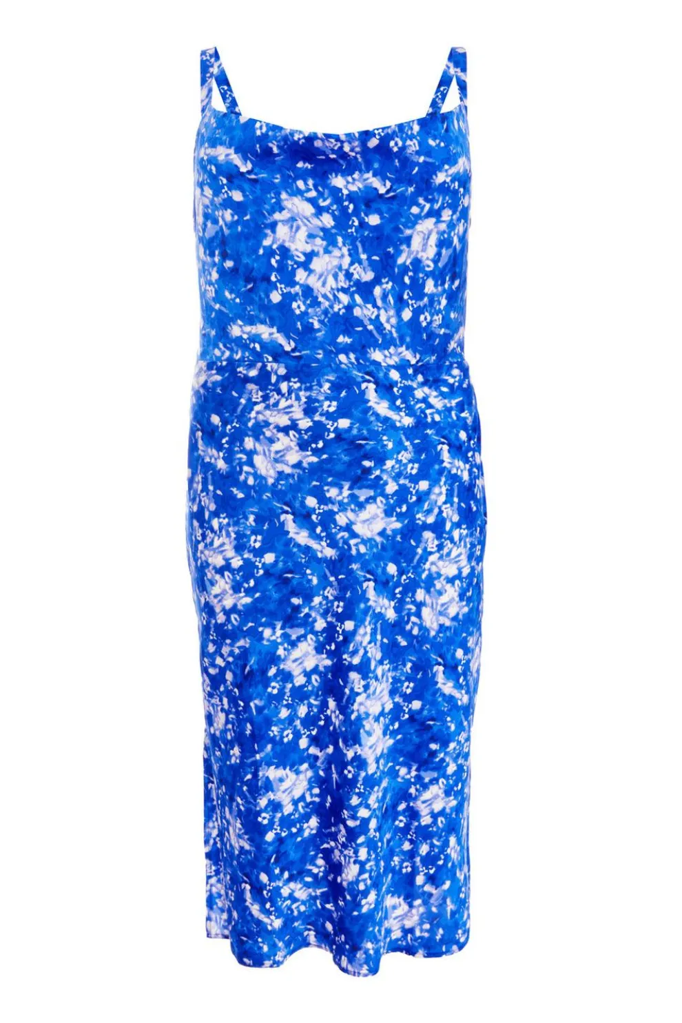 Curve Blue Ditsy Floral Satin Midaxi Dress