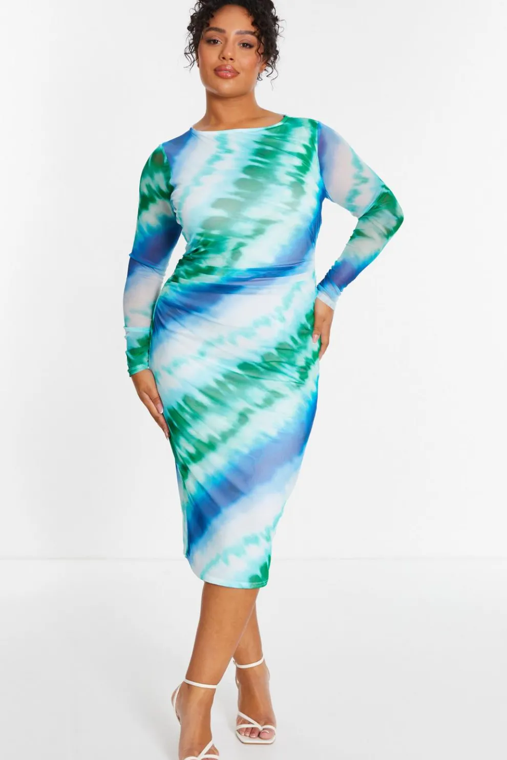 Curve Blue Ombre Mesh Midaxi Dress