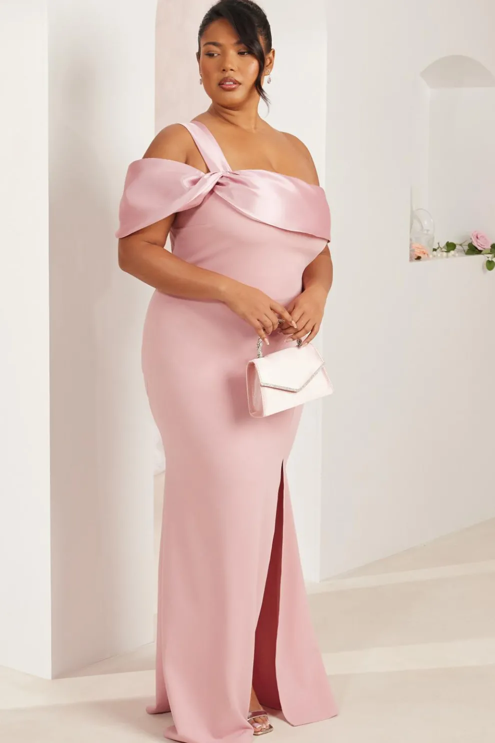 Curve Blush One Shoulder Maxi Dress