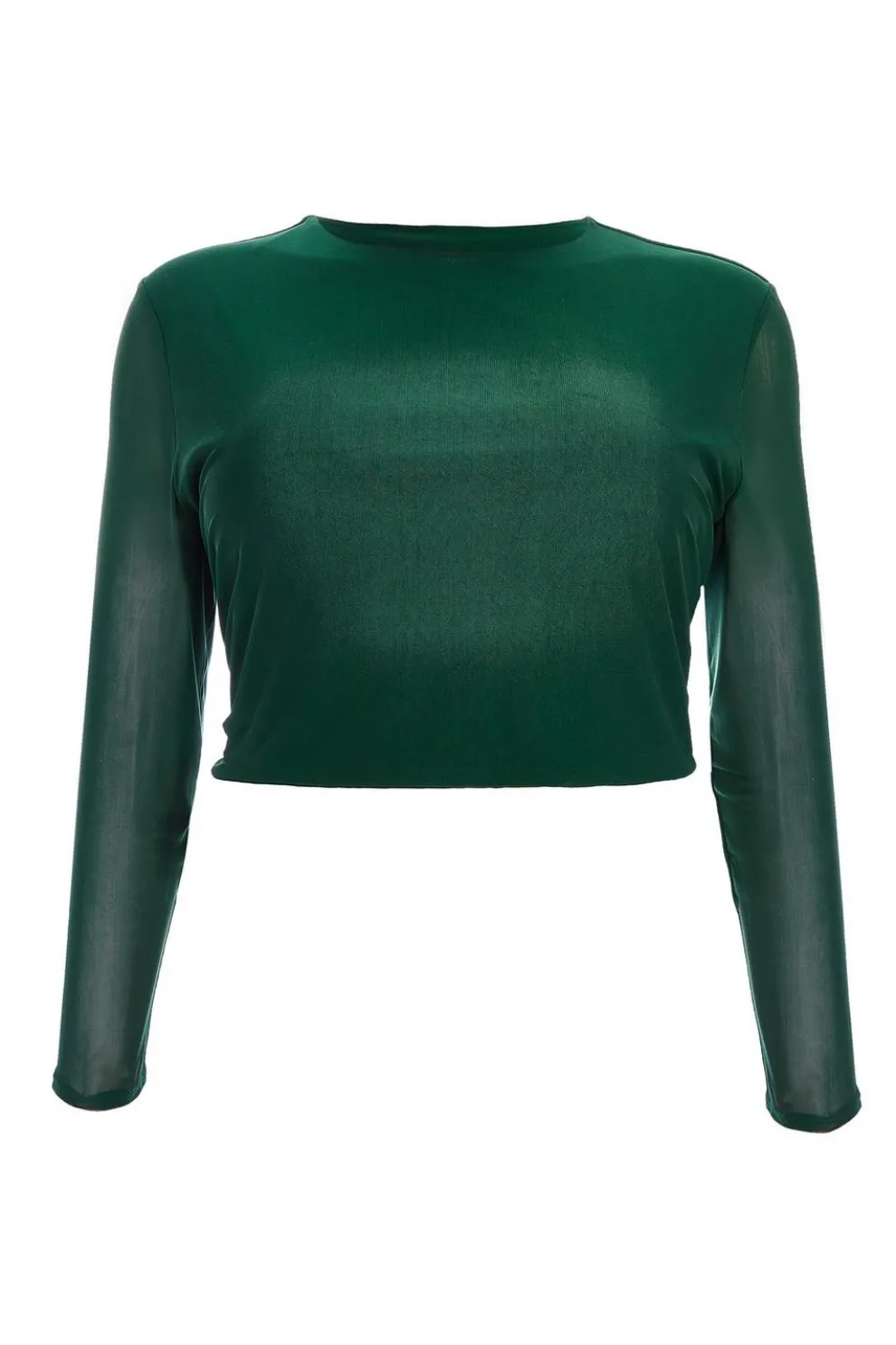 Curve Bottle Green Mesh Crop Top