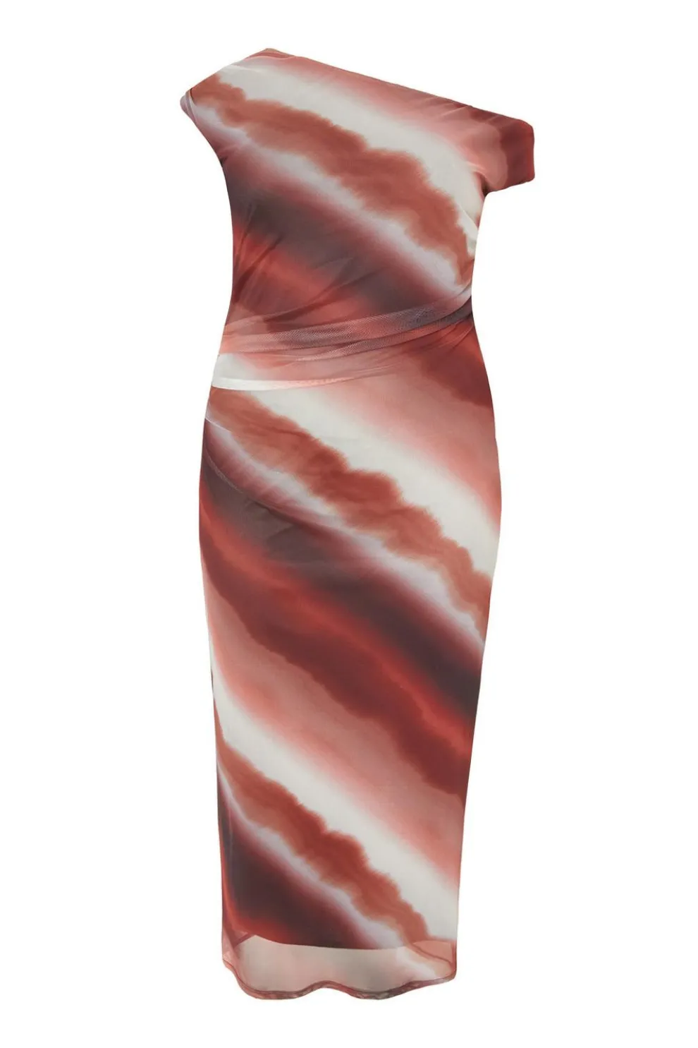 Curve Brown Mesh Ombre Midaxi Dress