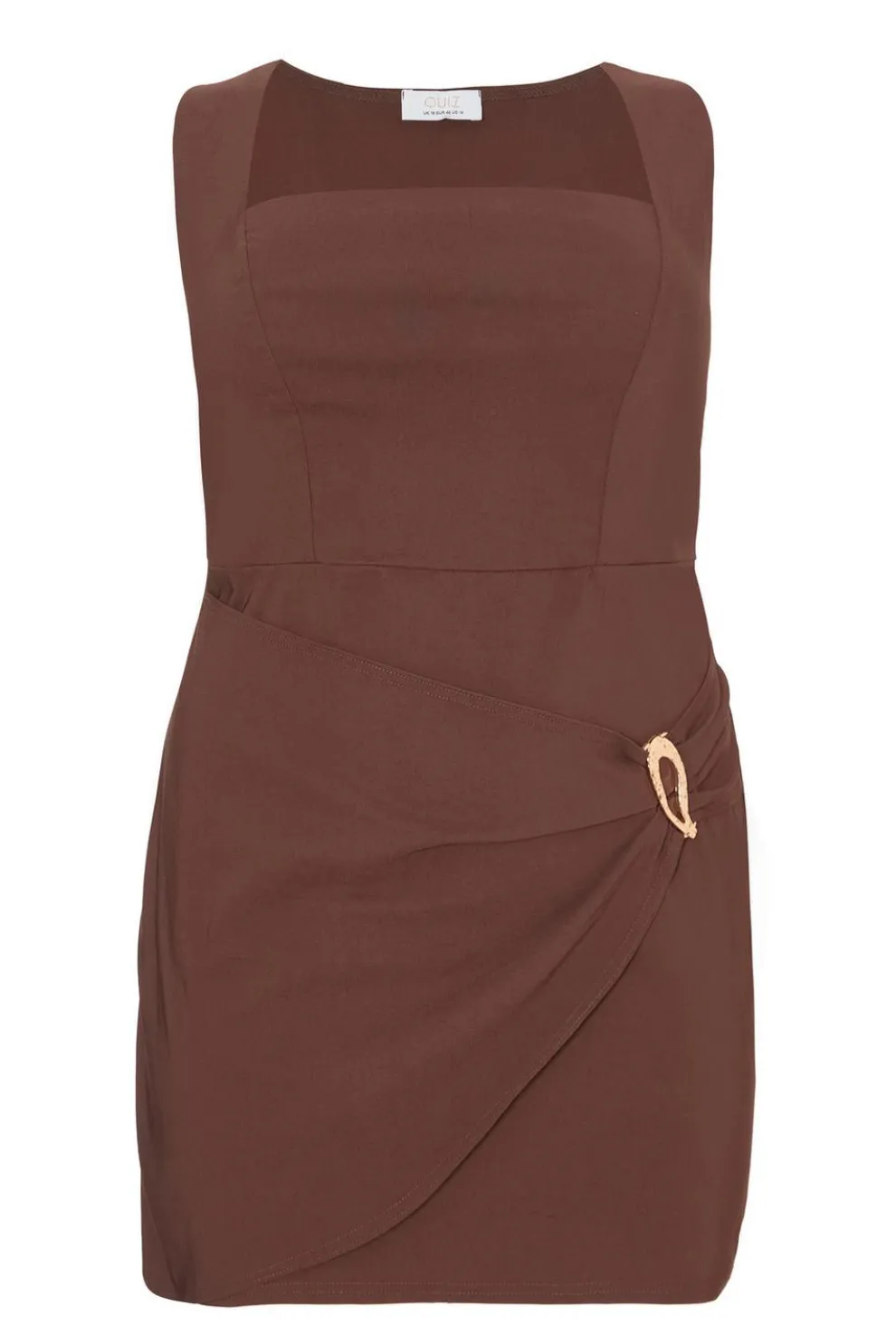 Curve Brown Square Neck Mini Dress