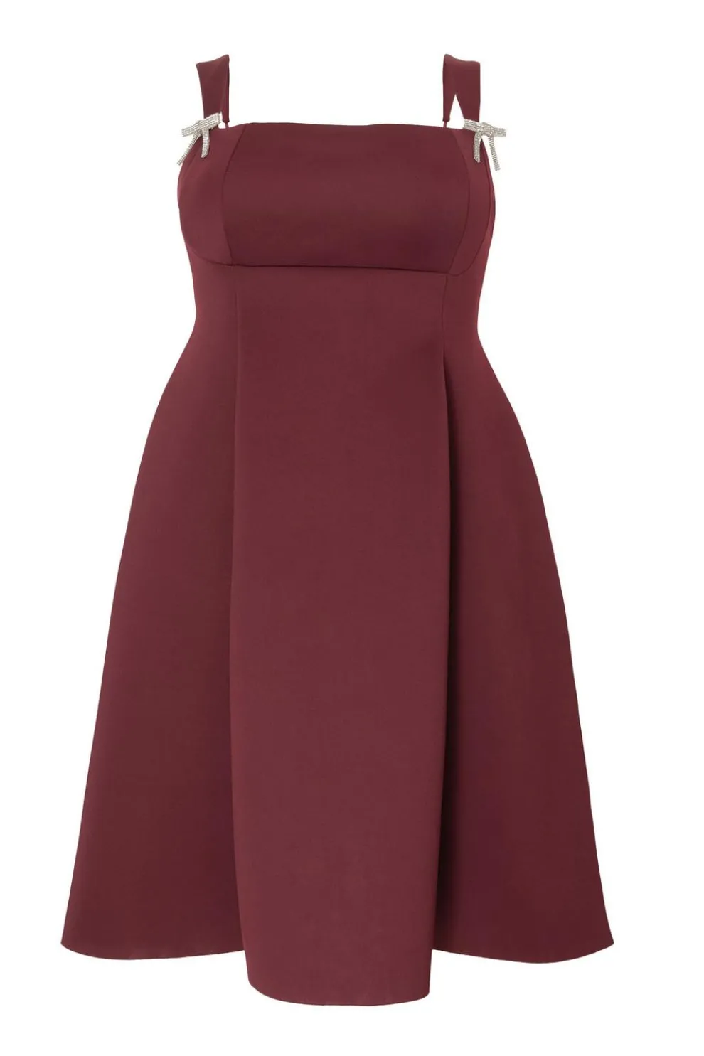 Curve Dark Red Diamante Bow Midi Dress