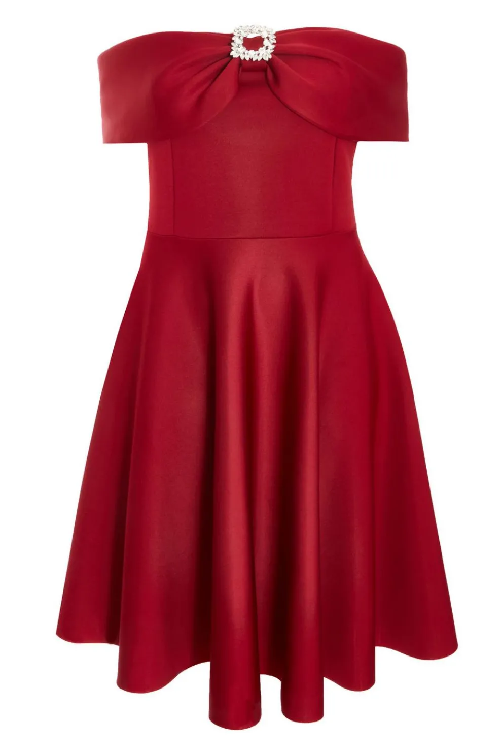 Curve Dark Red Skater Midi Dress