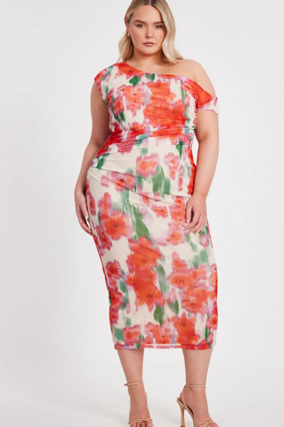 Curve Floral Smudge Midaxi Dress