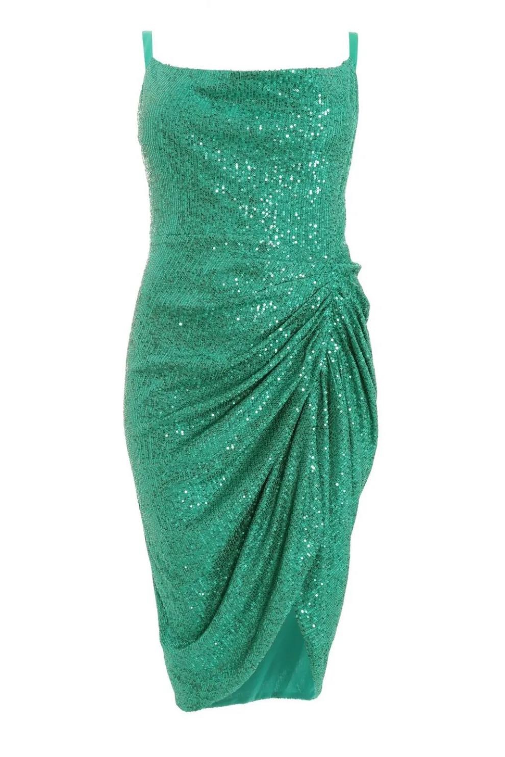 Curve Jade Green Sequin Ruched Midi Dress
