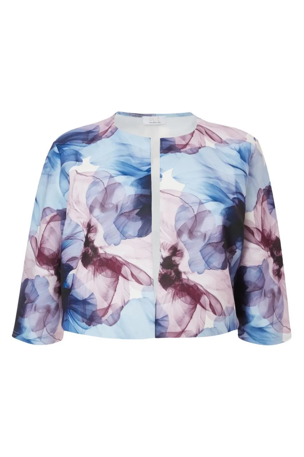 Curve Light Blue Floral Cropped Jacket