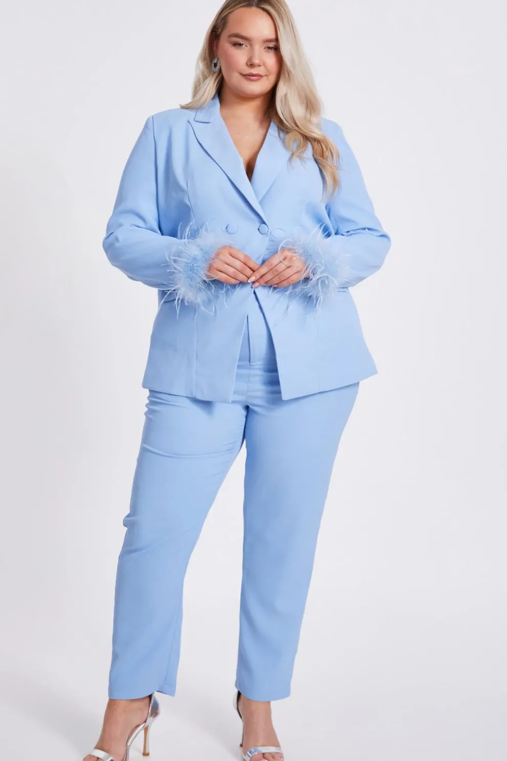Curve Light Blue Tailored Trousers