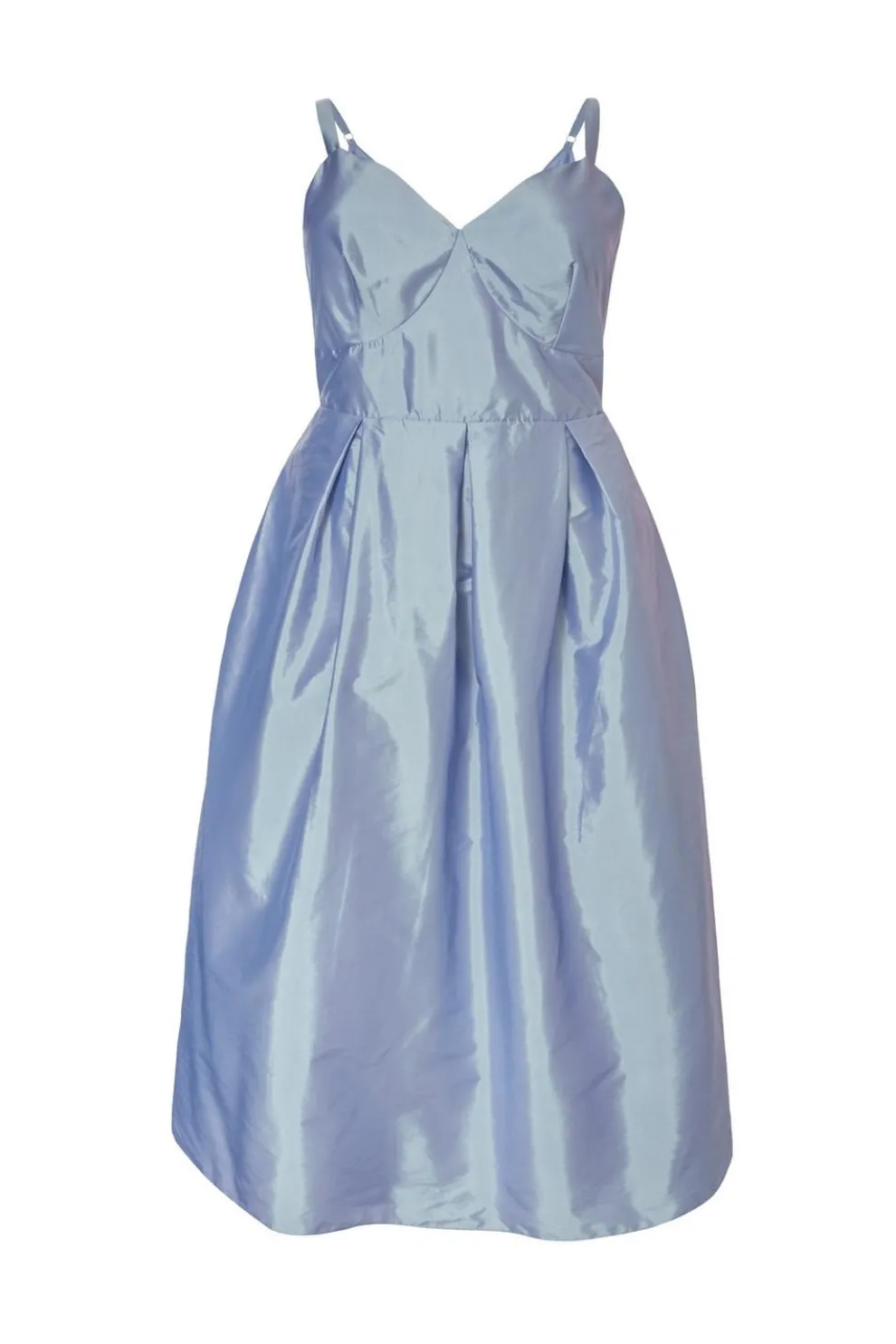 Curve Light Blue Taffeta Midi Dress
