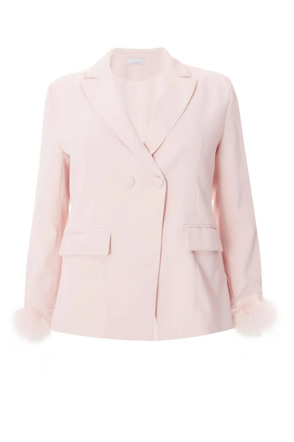 Curve Light Pink Feather Trim Blazer