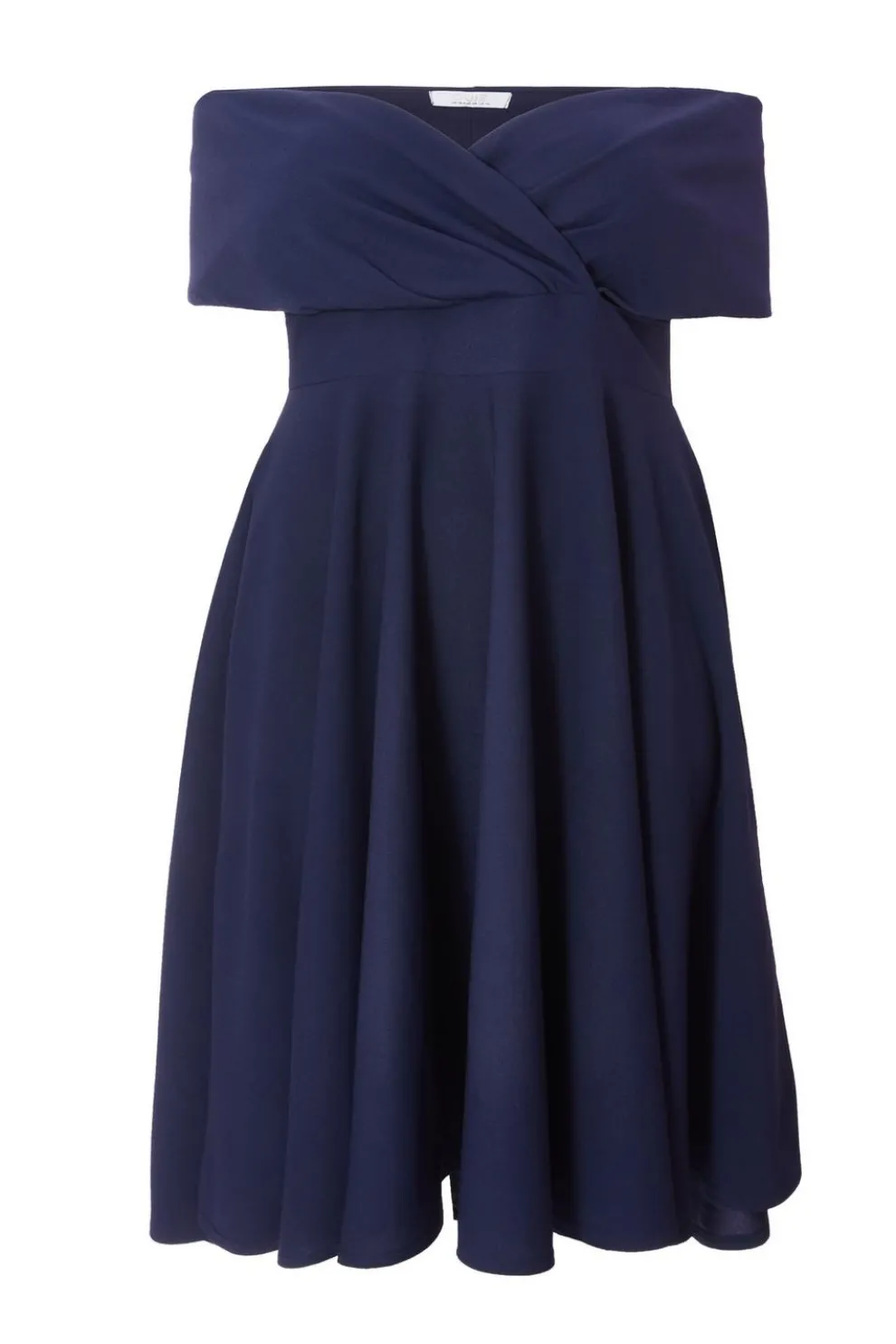 Curve Navy Bardot Midi Dress