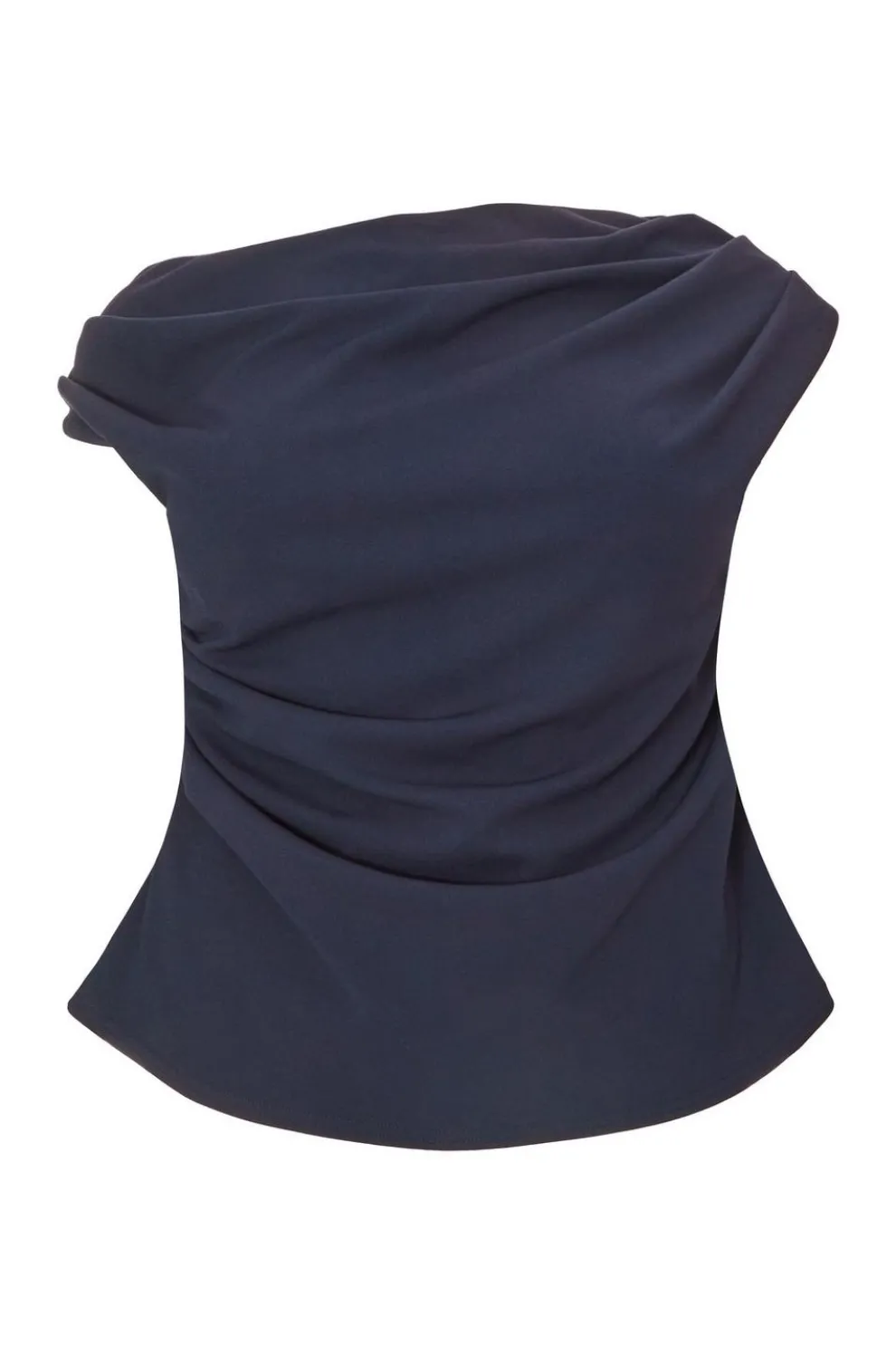 Curve Navy Drape Neck Top