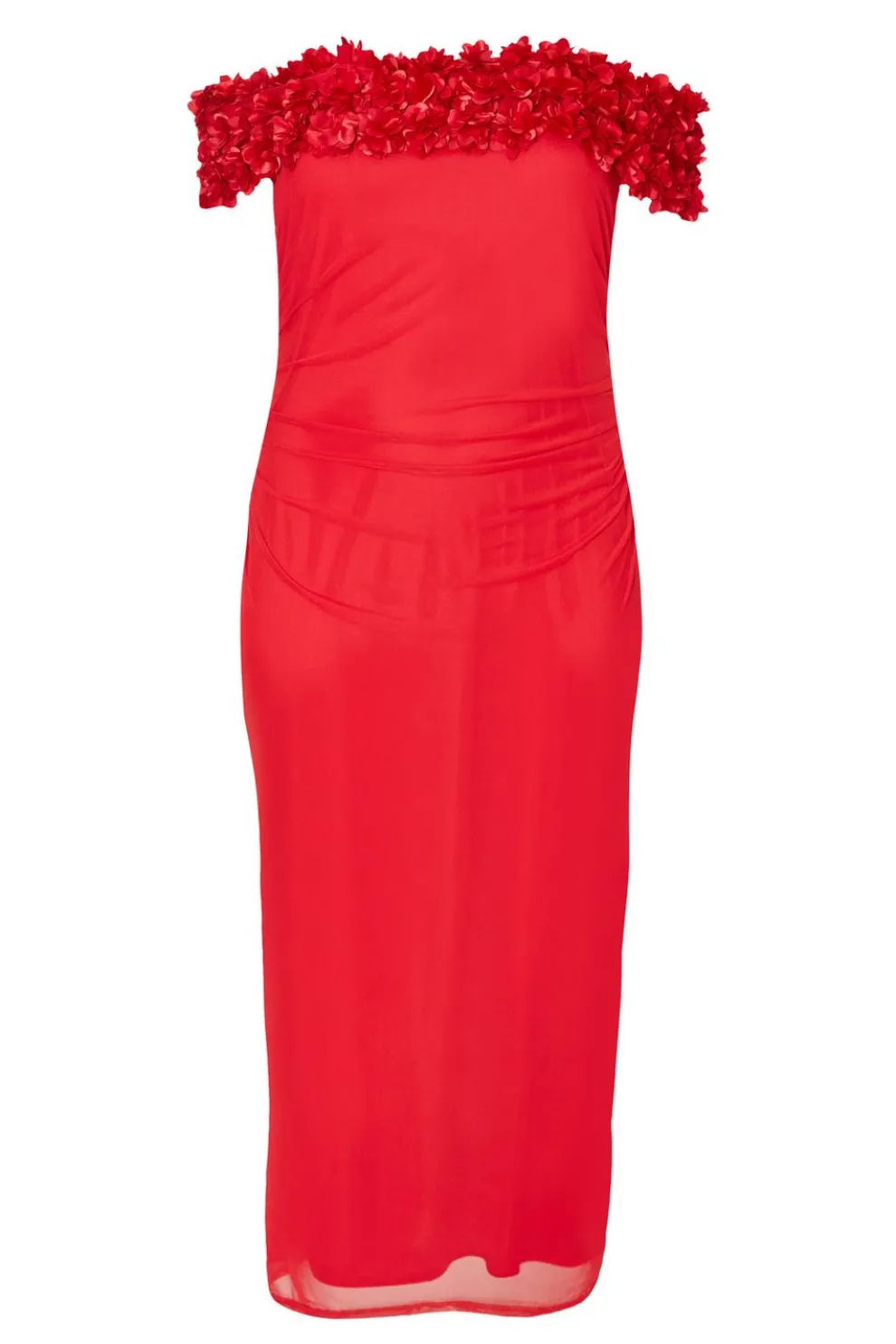 Curve Red Floral Bardot Midaxi Dress