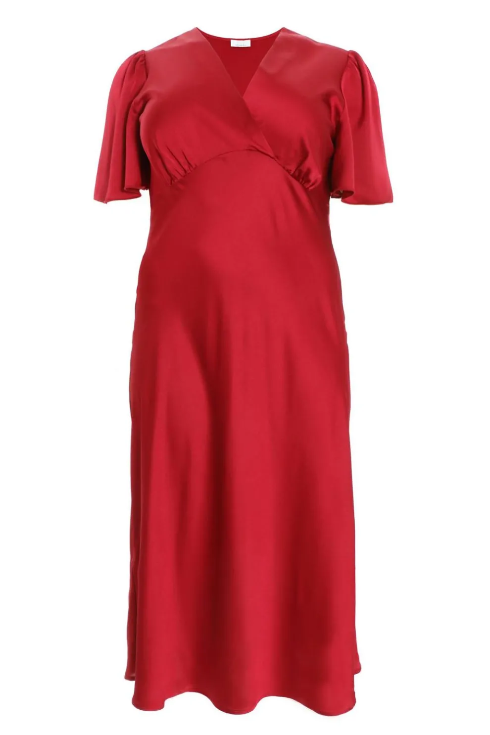 Curve Red Satin Midi Dress