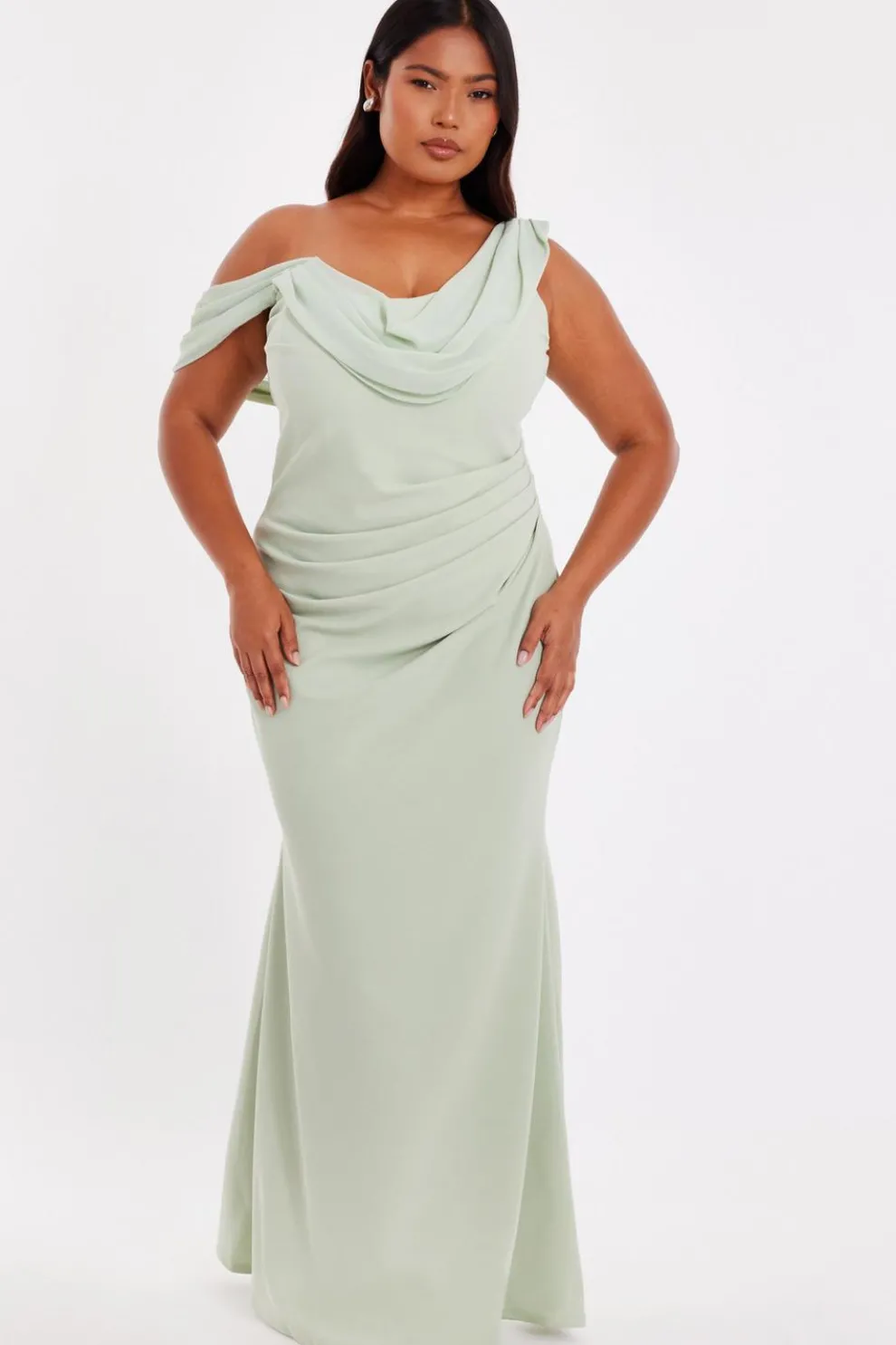 Curve Sage Drop Sleeve Maxi Dress