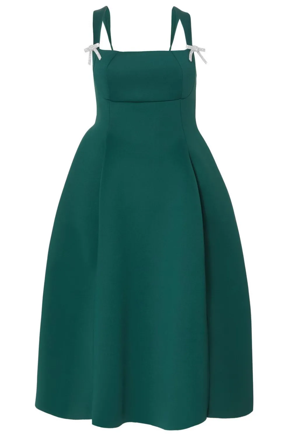 Dark Green Diamante Bow Midi Dress