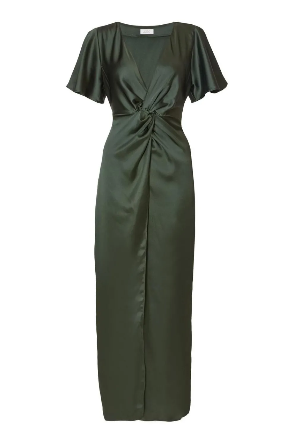 Dark Green Satin Midaxi Dress
