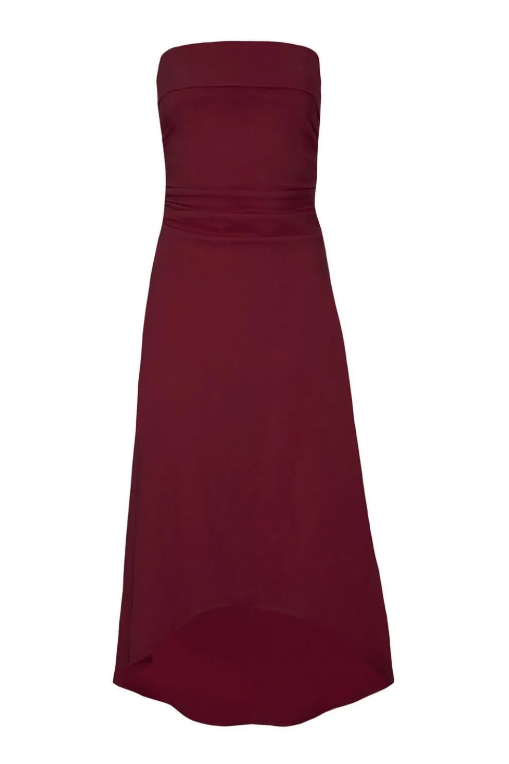Dark Red Bandeau Midi Dress