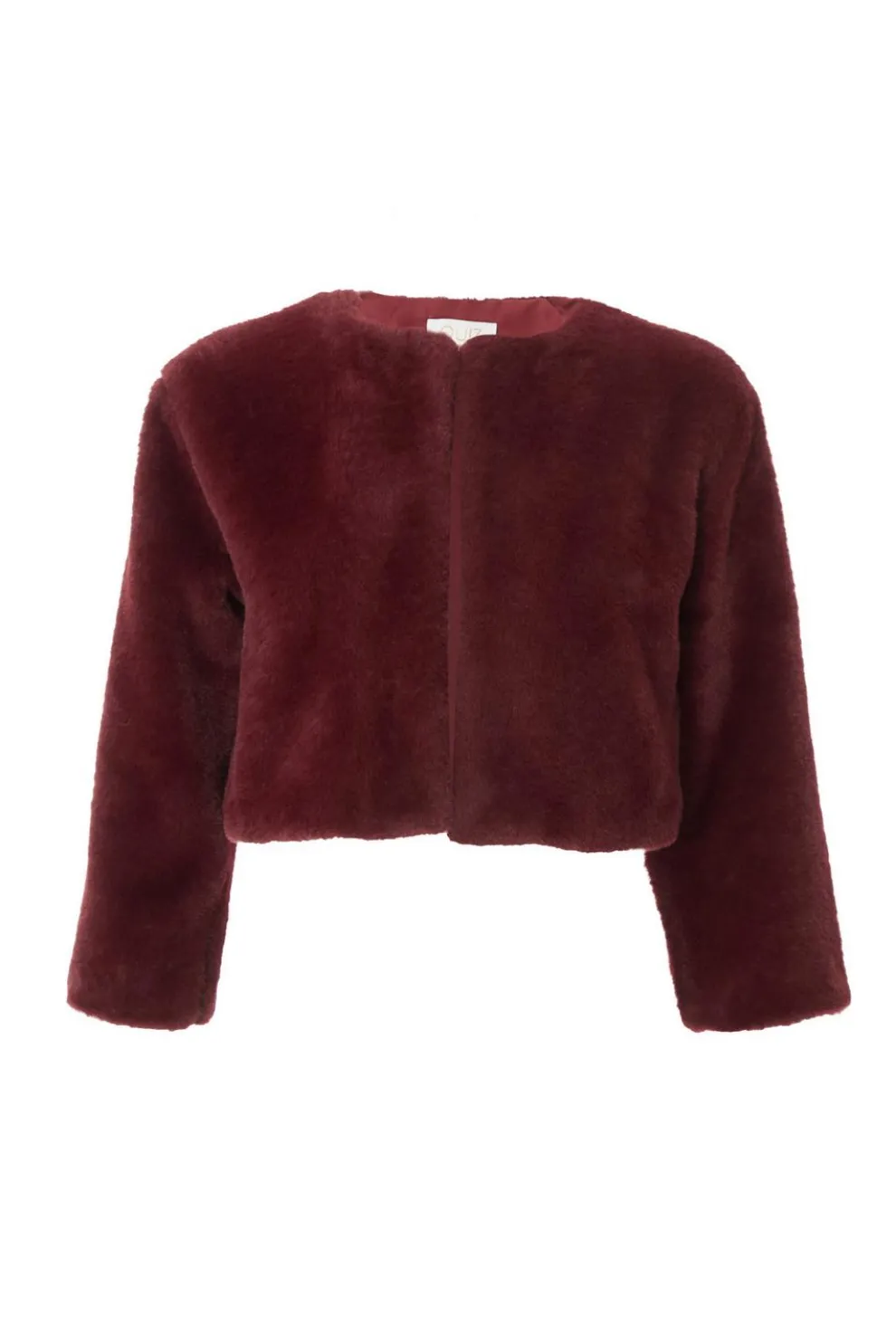 Dark Red Faux Fur Long Sleeve Cape