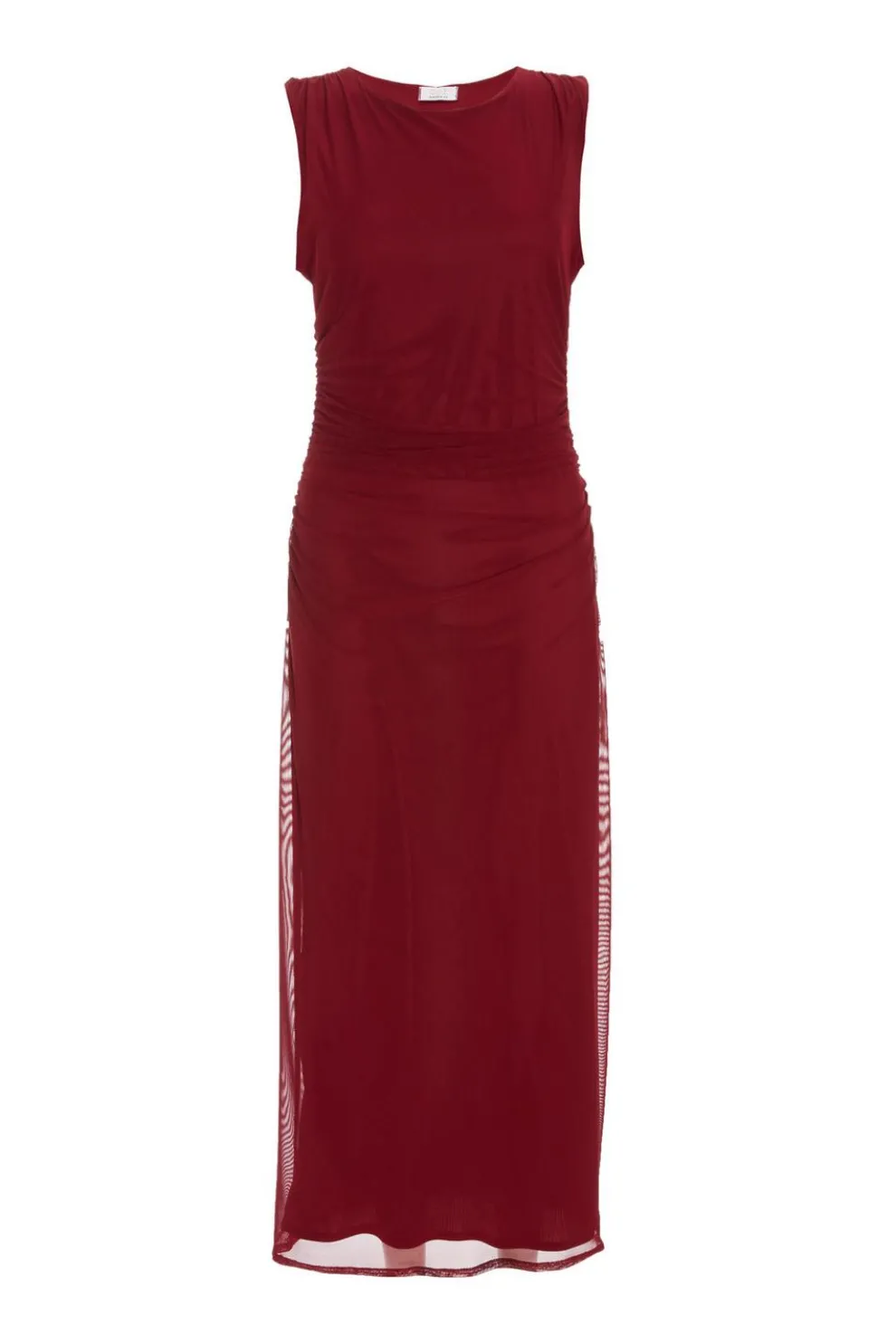 Dark Red Mesh Bodycon Midaxi Dress
