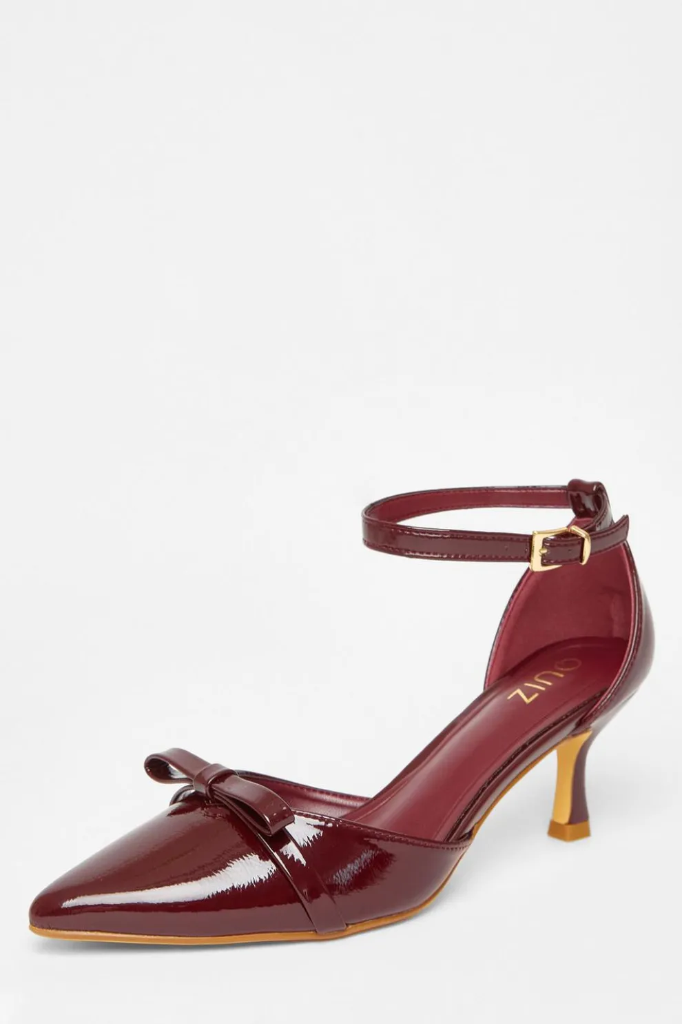 Dark Red Patent Bow Court Heels