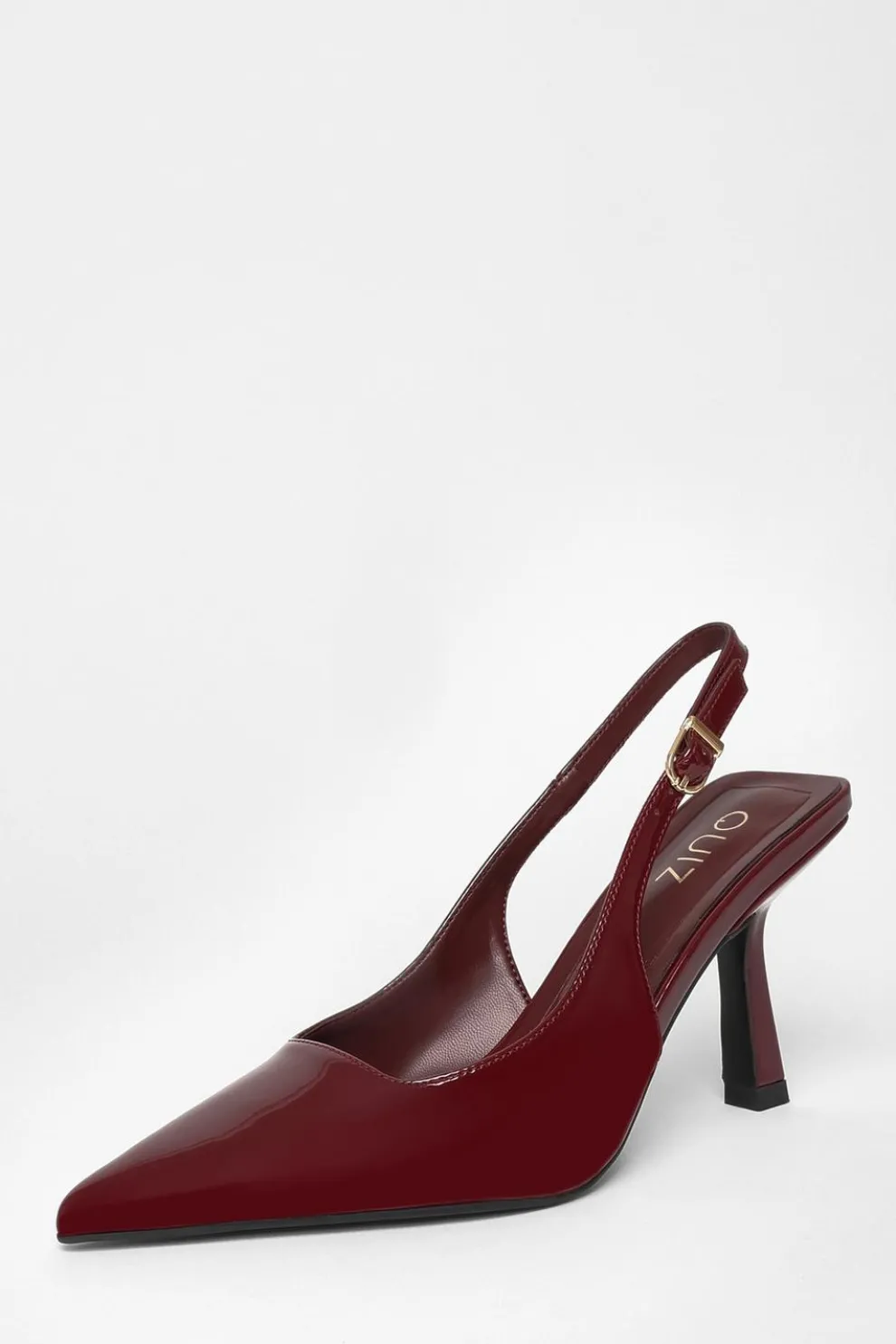Dark Red Patent Sling Back Court Heels