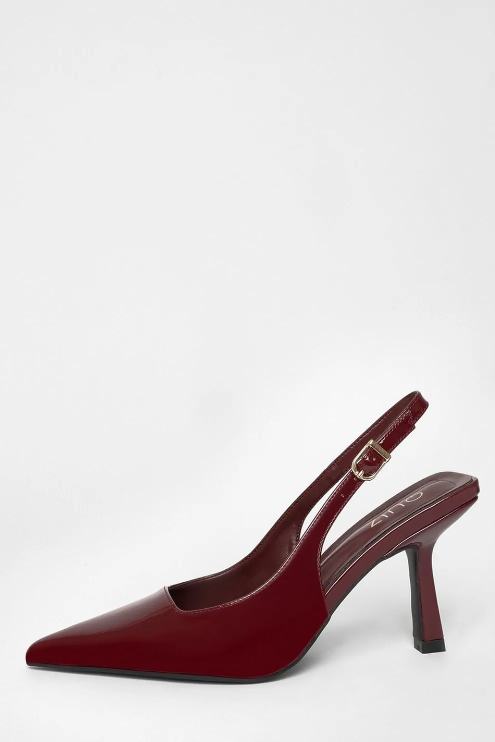 Dark Red Patent Sling Back Court Heels