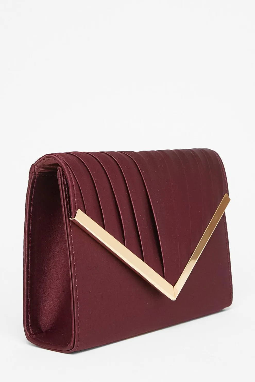 Dark Red Pleated Clutch Bag