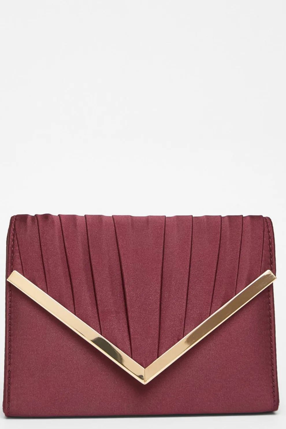 Dark Red Pleated Clutch Bag