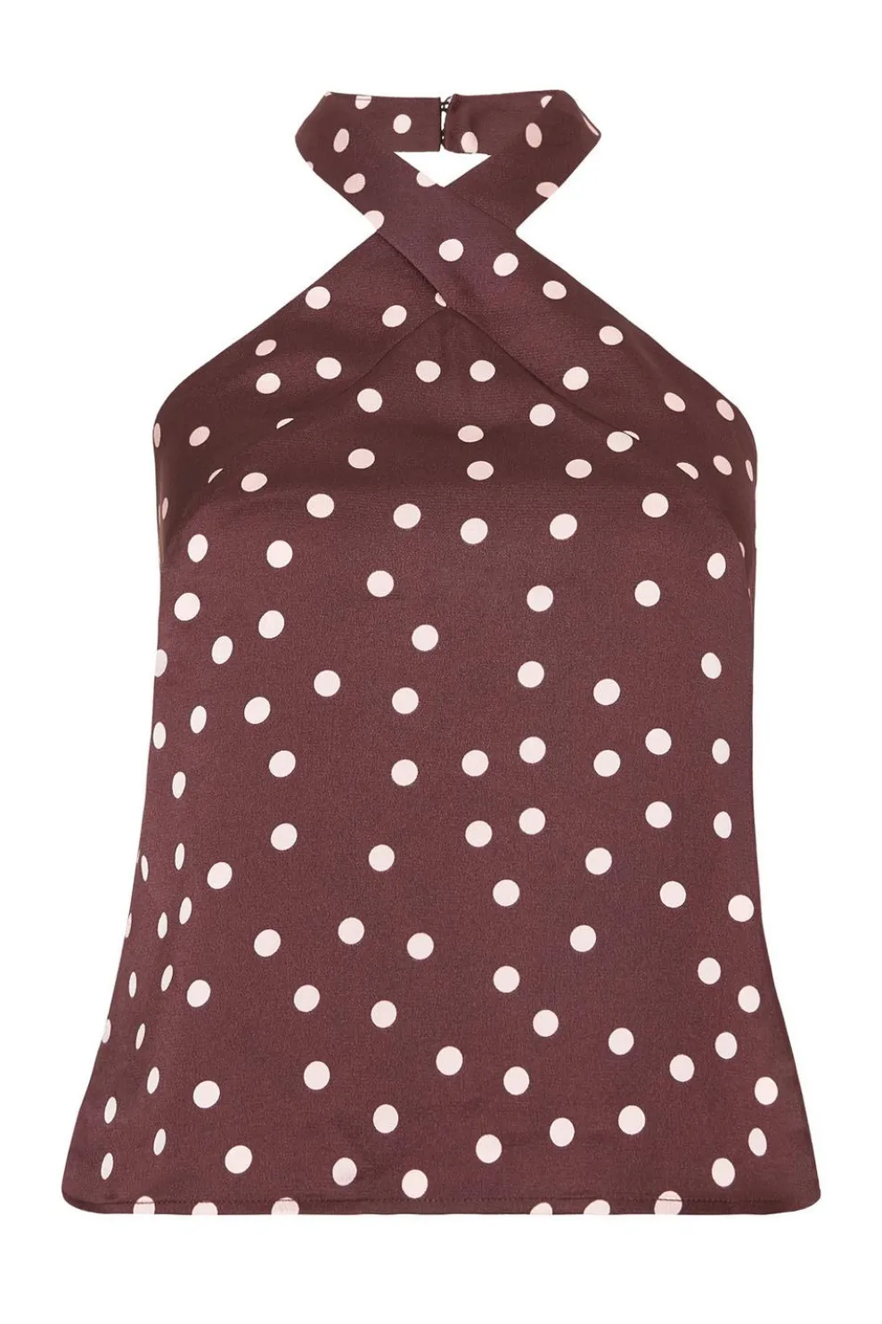 Dark Red Polka Dot Halter Top