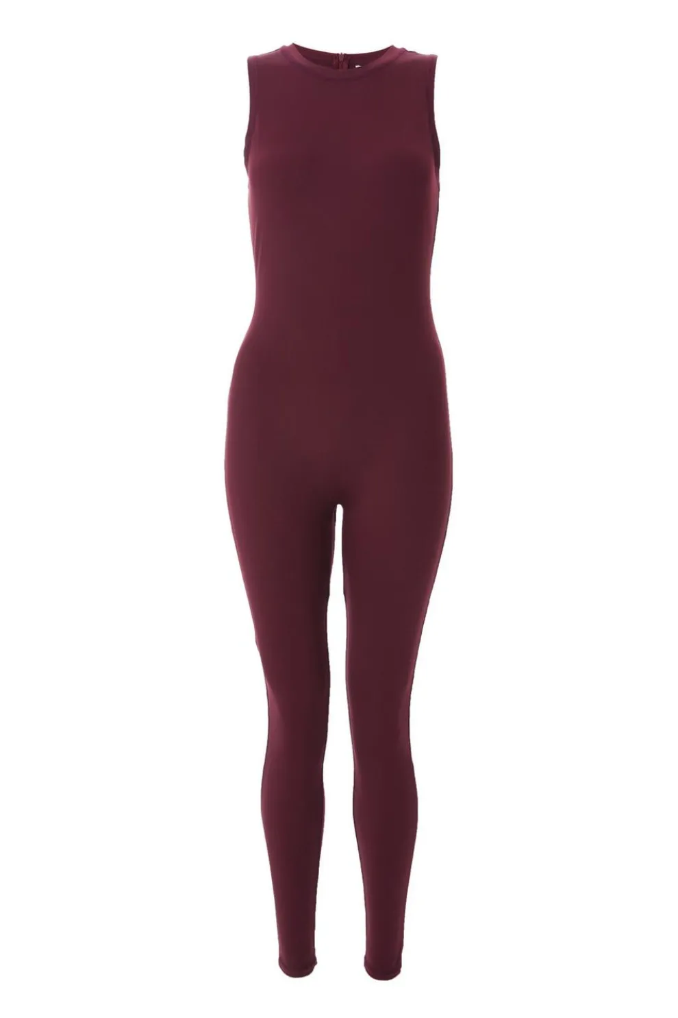 Dark Red Sleeveless Unitard