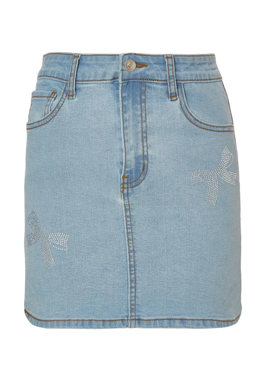 Denim Bow Embellished Skirt