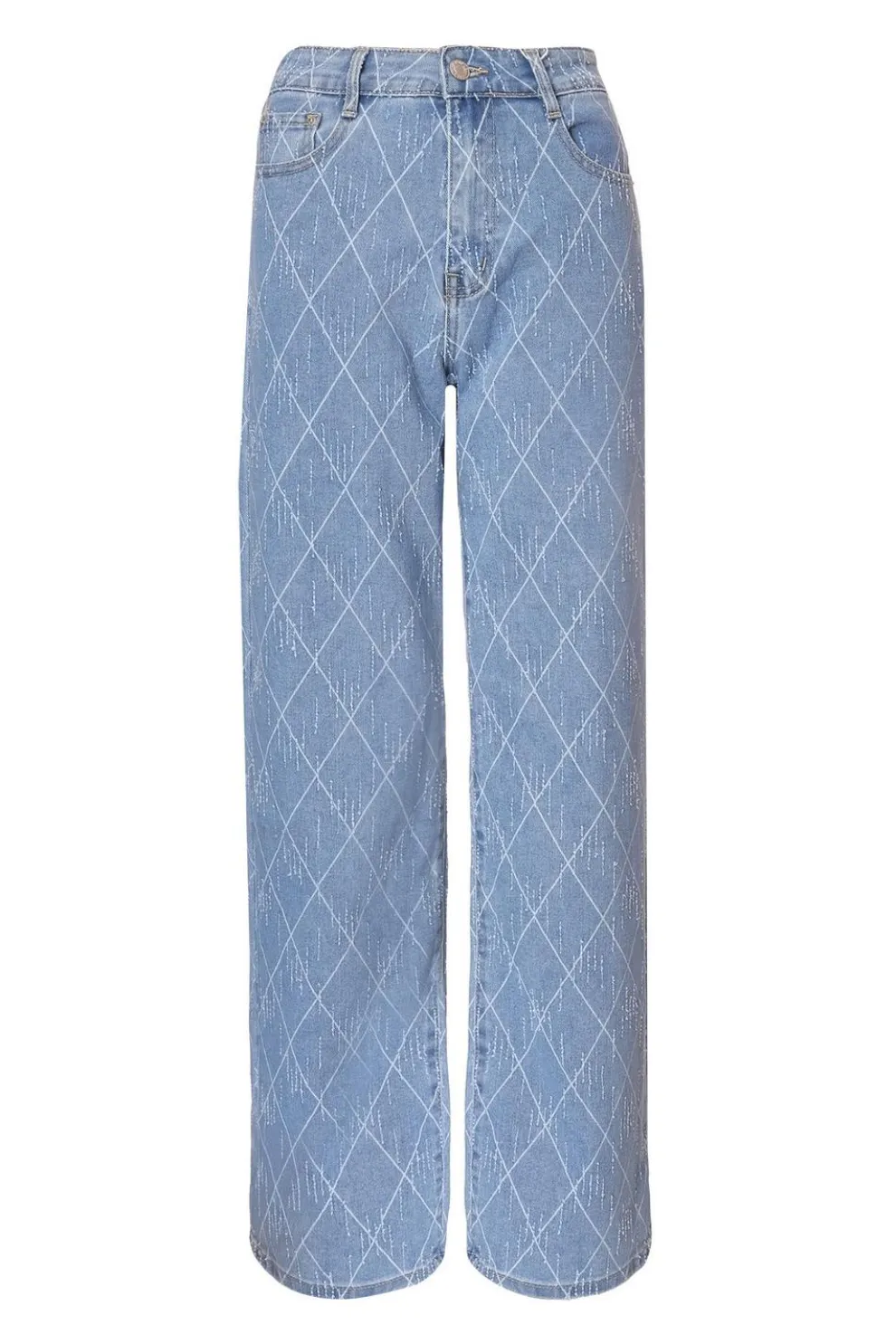 Denim Textured Wide Leg Jeans