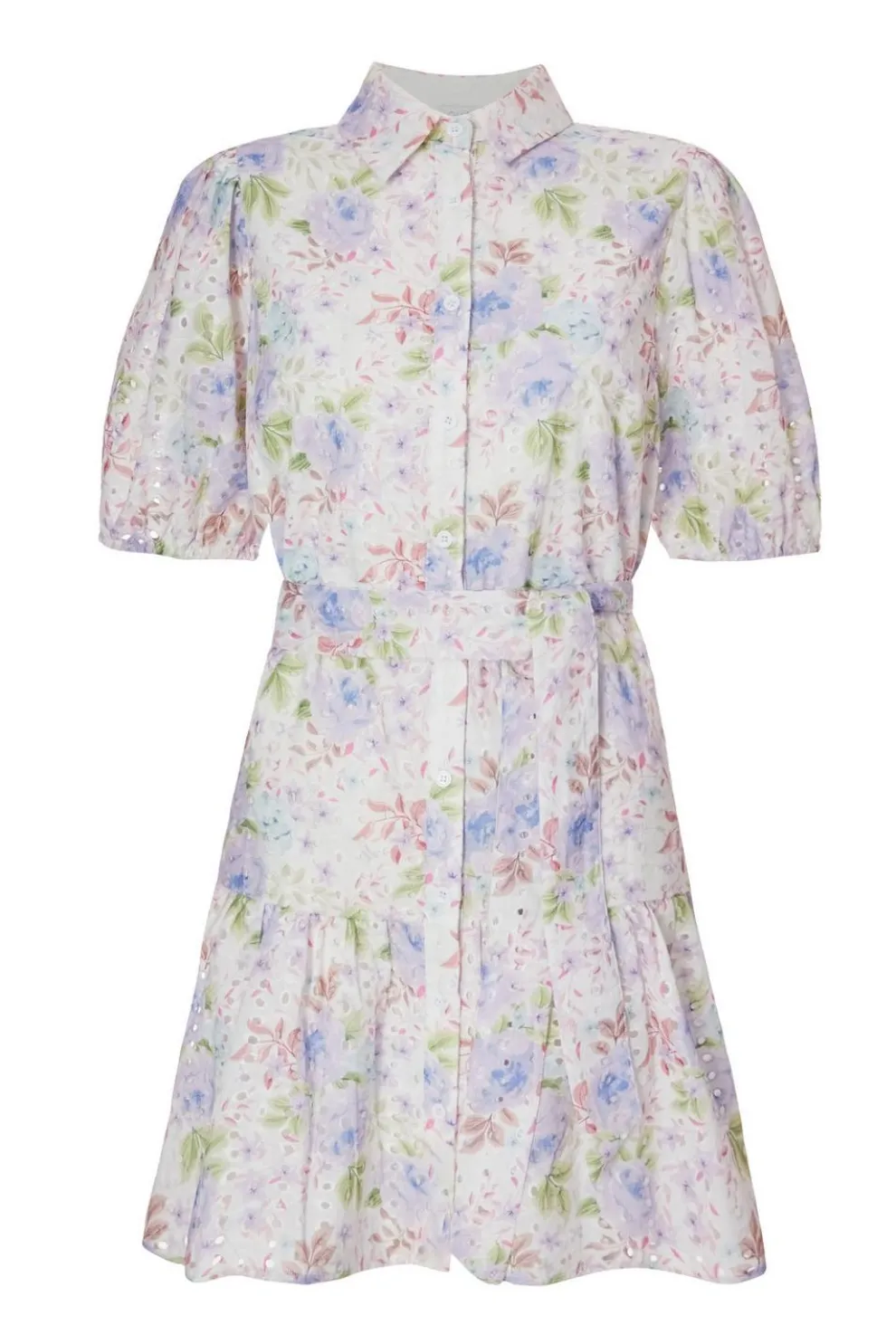 Embroidered Floral Shirt Dress