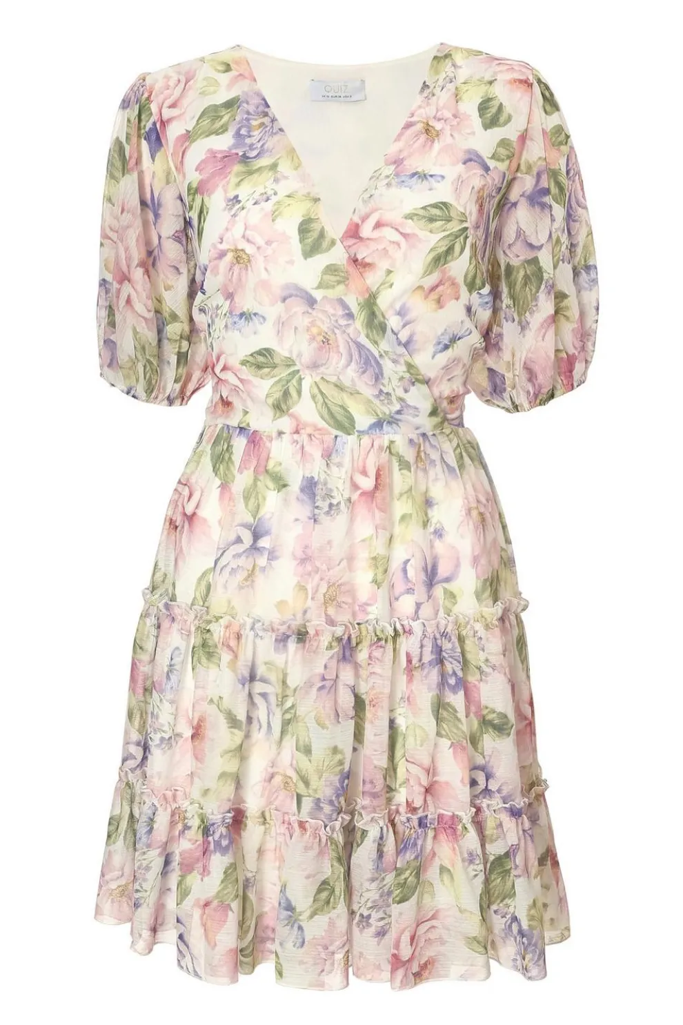 Floral Chiffon Frill Mini Dress