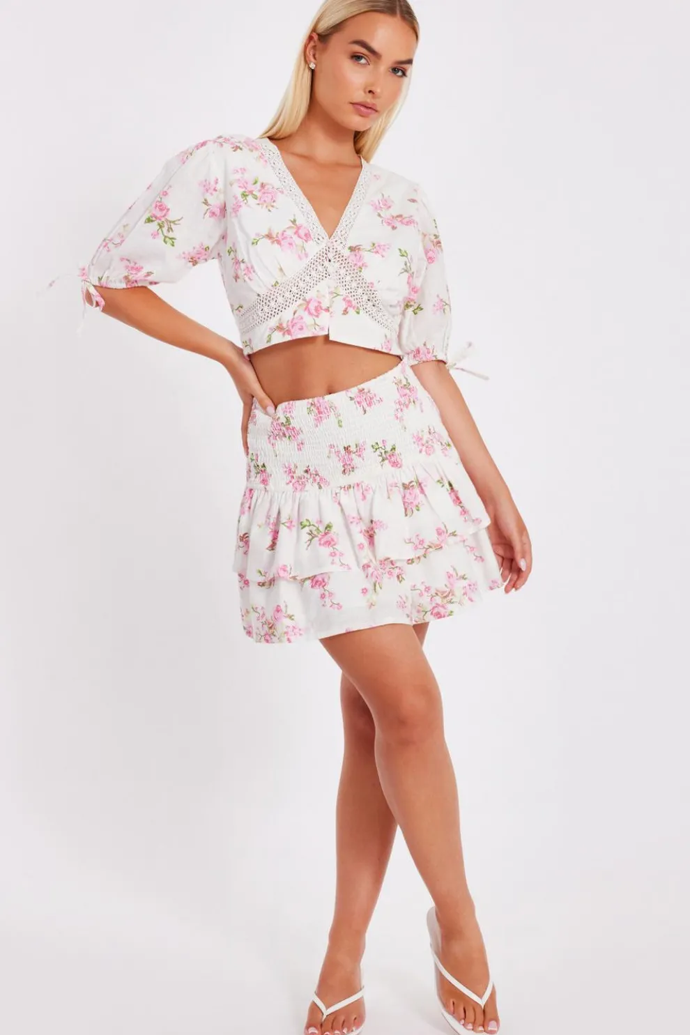 Floral Tiered Mini Skirt