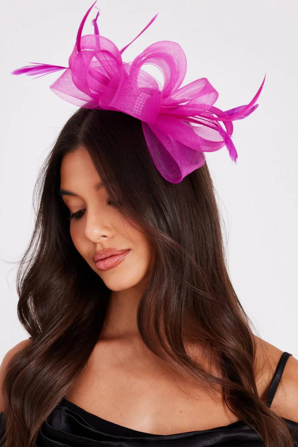 Fuchsia Diamante Bow Headband Fascinator