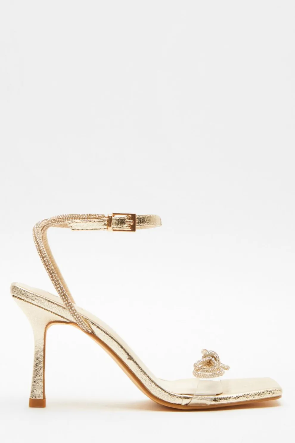 Gold Bow Heeled Sandals