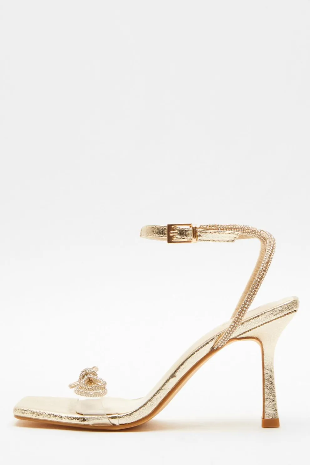 Gold Bow Heeled Sandals