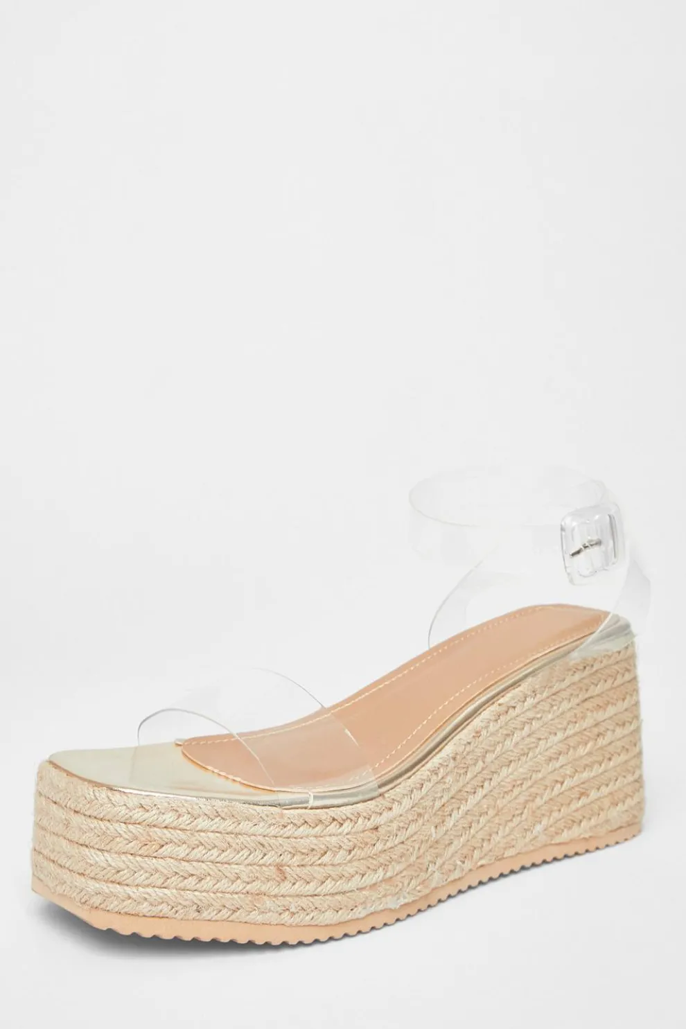 Gold Clear Strap Wedges