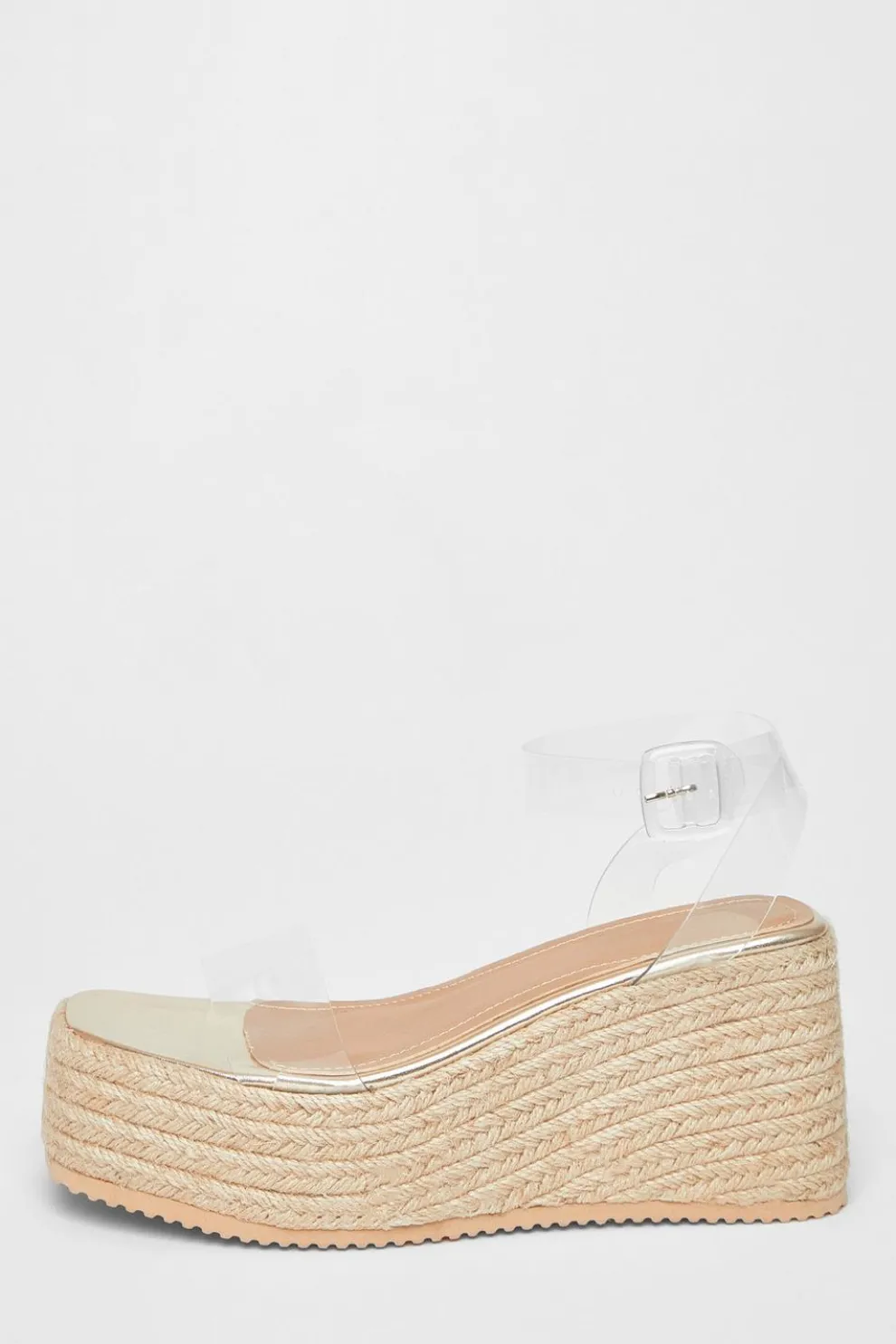Gold Clear Strap Wedges